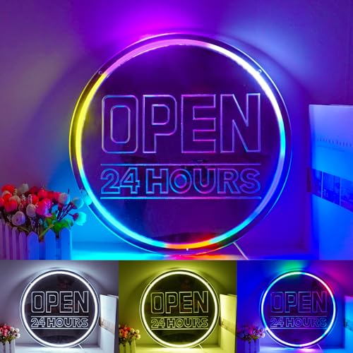 Horseneon Open 24 Hours Neon Light Sign Colorful neon sign for Business Advertisement Board a Variety of Flashing and Stable Lights are Suitable for Shops Walls Bar Window Hotel(Multicolor) von Horseneon