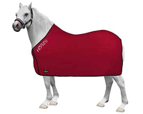 Horses, Fleece Decke Basic Pony, Weich und Bequem, Ideal für Transport und Feierabend (110 cm, Rot) von Horses