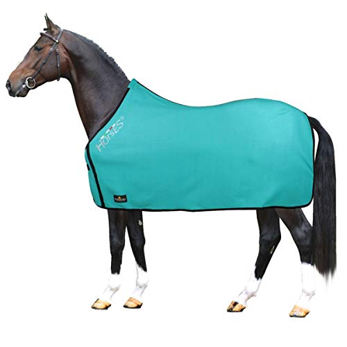 Horses, Fleece Pferdedecke, Basismodell, weich und bequem, ideal für Transport und Feierabend, Größe XS-120cm bis XXL-162cm, in verschiedenen Farben erhältlich (Türkis- 162 cm) von Horses