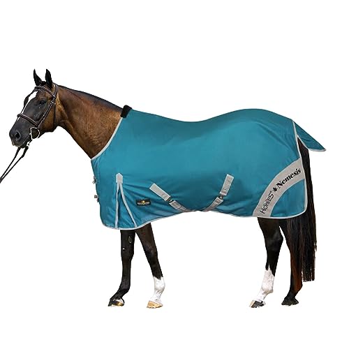 Horses, Fliegendecke Nemesis aus Netzmaterial, Hervorragend Verarbeitete Decke, Nützlich zum Schutz des Pferdes vor Temperaturschwankungen und Insekten (145 cm, Hellblau) von Horses