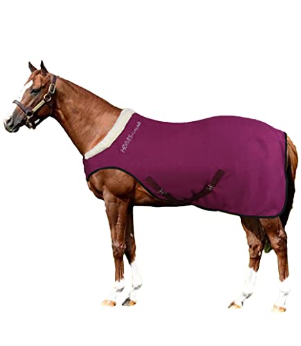 Horses, Pferdedecke Fleece Cosy Walk, Hervorragend Verarbeitete Decke, Nützlich zum Schutz des Pferdes vor Temperaturschwankungen, Regen und Insekten (Bordeaux, 145 cm) von Horses