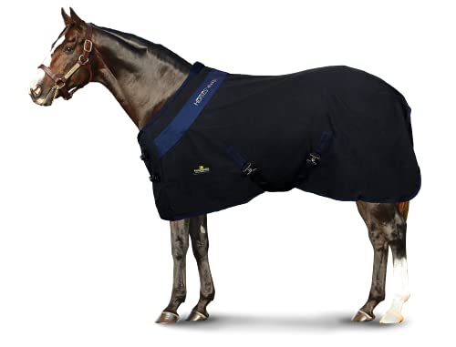 Horses, Stalldecke aus Baumwolle, Modell Maddy 2, leicht und atmungsaktiv für Frühling und Sommer, mit Riemen und Schweiflatte, Größen (155 cm, Schwarz/Blau) von Horses