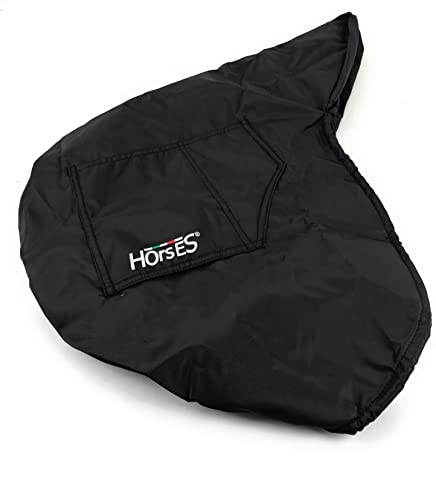 Horses, Sattel Überzug In Nylon mit innerhalb Fleece, Verstellbarer Sitzbezug, Geeignet für mehrere Sattelgrößen, um Ihren Sattel vor Stößen und Kratzern zu Schützen, Langlebig und Praktisch, Schwarz von Horses