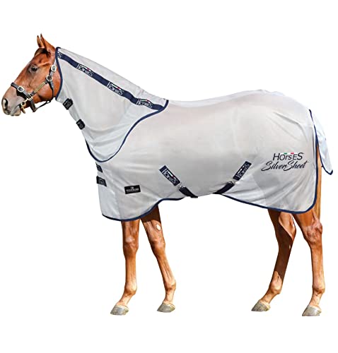 Horses, Silver Sheet Net Fliegendecke, für die Sommersaison, Reflektiert Licht und Wärme, Dichtes Netzgewebe Gegen Fliegen und Insekten, 120 cm von Horses