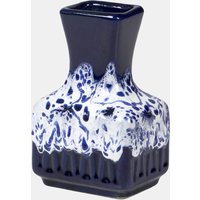Vintage Fat Lava Vase 1970Er - Dunkelblau Mit Weißem Dekor Rechteckige Form Mid-Century Keramik Nummeriert Boho Deko Vintage Fat Lava Vase 1970Er - Dunkelblau Mit Weißem Dekor Rechteckige Form Mid-Century Keramik Nummeriert Boho Deko von HorsesForCourses