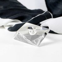 Vintage Glas Kerzenhalter Diamant 70Er Design von HorsesForCourses