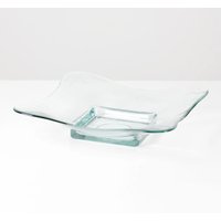 Vintage Glas Schale 1990Er Design - Große Viereckige Deko von HorsesForCourses