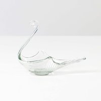 Vintage Glas Teelichthalter Schwan Dänemark 70Er von HorsesForCourses
