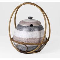 Vintage Keramik Bowle Topf Von Wächtersbach - 1970Er Tunis Design Ursula Fesca Rattan Henkel West Germany von HorsesForCourses
