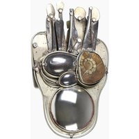 Vintage Kunstobjekt - Metall Wandbehang Wandkunst Aus Mit Löffeln, Spiegel & Ammonit 1970Er Jahre von HorsesForCourses