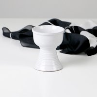 Vintage Übertopf Von Strehla - 1970Er Keramik Mit Fuß Hellgrau Glasiert Geriffelte Struktur Gestempelt Studiokeramik Boho Deko von HorsesForCourses