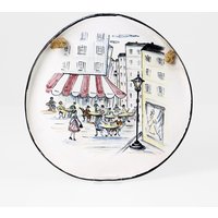 Vintage Wandteller Paris Straßenszene 50Er Mid Century Vintage Wandteller Paris Straßenszene 50Er Mid Century von HorsesForCourses