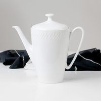 Vintage Weiße Porzellan Teekanne Von Edelstein Bavaria Mit Relief Dekor 1960Er Mid Century Modern von HorsesForCourses