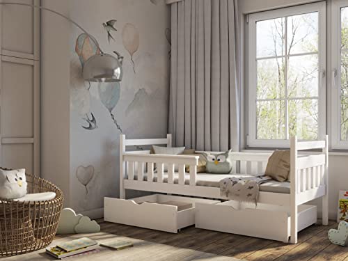 Horten Kinderbett Hamburg mit Rausfallschutz und Schubladen - 90 cm x 200 cm - weiß von Horten-Kids