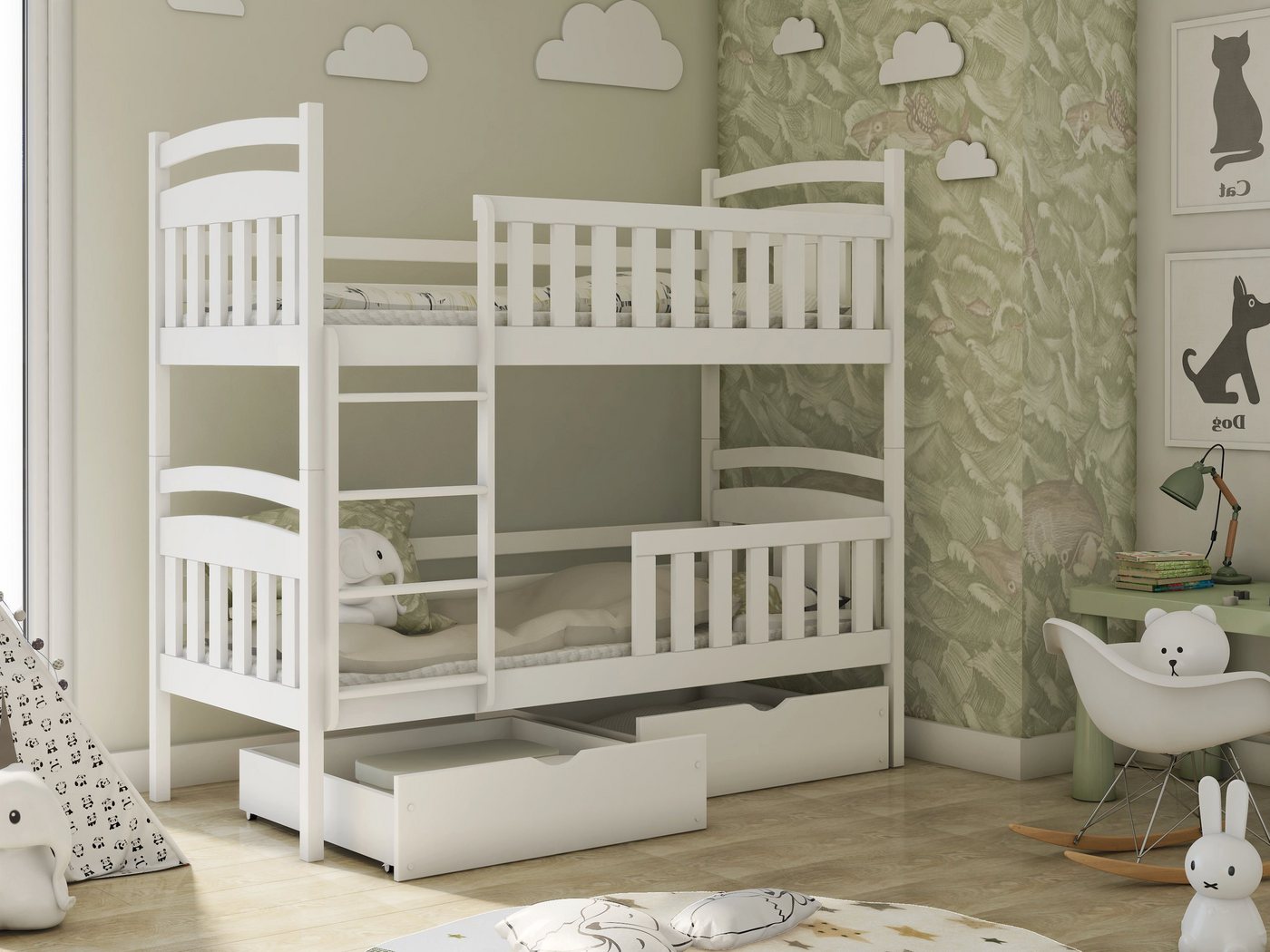 Horten Etagenbett Etagenbett / Stockbett Frankfurt mit Rausfallschutz für 2 Kinder (Spar-Set) von Horten