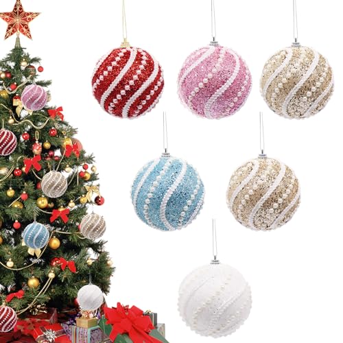 Kunststoff Weihnachtskugel Set, 44 Stücke Weihnachtskugeln Ornamente für Weihnachtsbaum, Bemalte Weihnachtskugeln, Für Christbaumschmuck und Weihnachtsschmuck (02) von Horuili