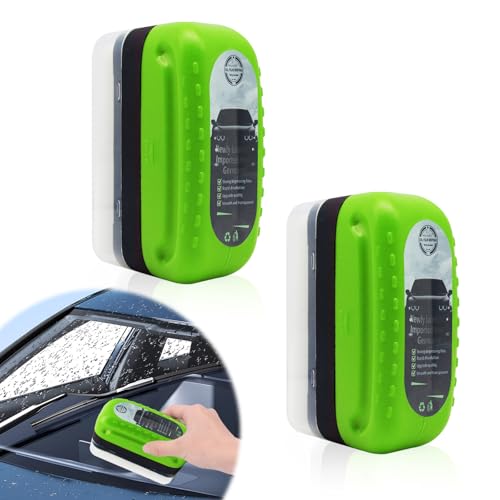 Horuili® 2 Stück Auto Ölfilm Reinigungsbürste, Multifunktionale Auto-Ölfilmbürste, Glasölfilm-Entferner, Ölfilm-Entferner Für Windschutzscheiben, Autoscheiben, Grün von Horuili