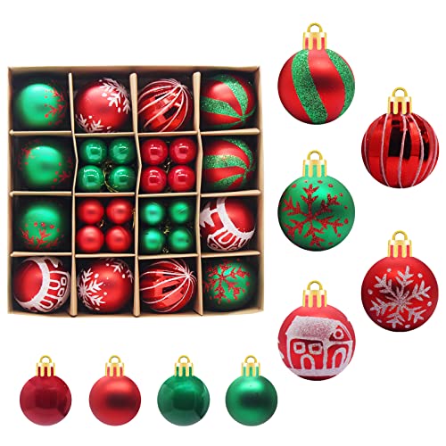 Kunststoff Weihnachtskugel Set, 44 Stücke Weihnachtskugeln Ornamente für Weihnachtsbaum, Bemalte Weihnachtskugeln, Für Christbaumschmuck und Weihnachtsschmuck (01) von Horuili