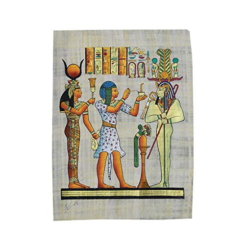 Horus Artesanía de Egipto ISIS, Min und Osiris auf Original-Papier, hergestellt und handbemalt in Ägypten, ca. 33 x 43 cm. Ref.2V-E von Horus Artesanía de Egipto