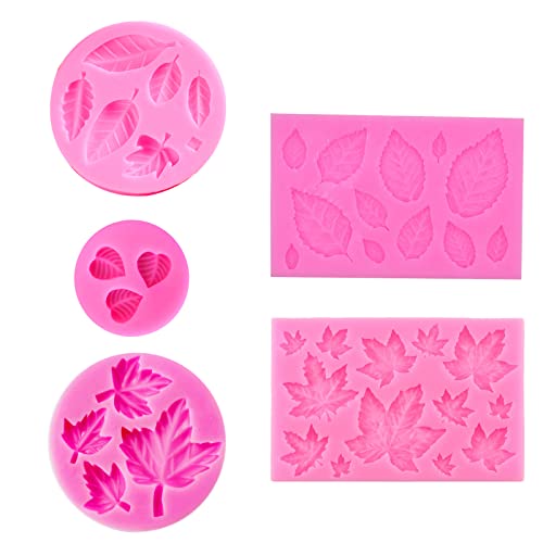 5 Stück Mini Silikon Blätter Sammlung Fondant Form - 3D Backform für Kuchen Dekorieren, Süßigkeiten, Nüsse, Gelee von Hosh
