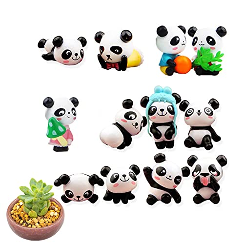 Hoshisea 12 STK Mini Panda Figuren, Panda Dekoration, Mini Panda Ornamente, Panda Kuchendeckel, Ornamente für Kinderfeste, Kuchen, Zuhause (Schwarz & Weiß) von Hoshisea