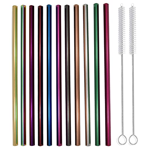 Hoshen 11 Stück wiederverwendbare Edelstahl-Trinkhalme in Herzform, farbige Metall-Trinkhalme, Getränke-Strohhalme (mit zwei Reinigungsbürsten), geeignet für 0,8 - 850 ml Trinkgläser. von Hoshen