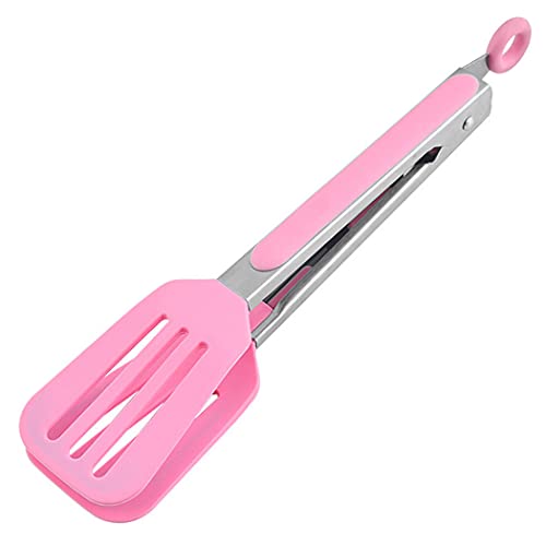 Hoshen 26,5 cm Küchenzange aus Silikon, Edelstahl-Griffe, Anti-Verbrühungs-Grill-Clip, Brot-Steak, einziehbares Vorhängeschloss, Pink von Hoshen