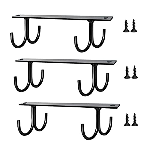 Hoshen 3-teiliger Getränkehalter-Haken (4 Haken in einem Einzel), Schrank-Haken, Weinregal-Dekoration, Getränkehalter, Becher und Geschirr-Präsentationshaken, Schmiedeeisen, schwarz von Hoshen