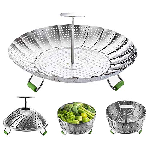 Hoshen Edelstahl-Gemüseschäfer faltbarer Dampfgarer, für Vegetarier und Meeresfrüchte kochen, kann erweitert werden, um verschiedene Größen Töpfe zu passen (14 cm – 22,9 cm) von Hoshen