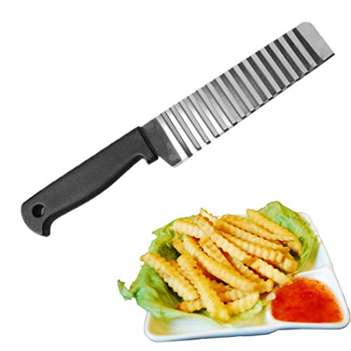 Hoshen Edelstahl Pommes Frites Messer Kartoffelwellmesser, Multifunktionswellen-Kartoffelwellmesser, Küchenwerkzeug - Schwarz von Hoshen