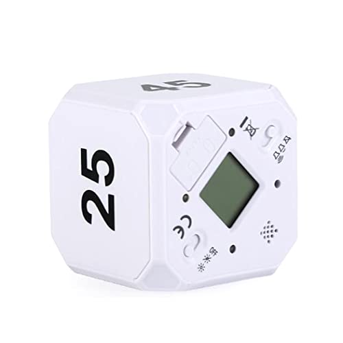 Hoshen Schwerkraft-Sensor-Würfel-Timer, 5-15-25-45 Minuten, Zeitmanagement, Countdown-Erinnerung, Küchen-Back-Erinnerung, Originalbox (ohne Batterie), Weiß von Hoshen