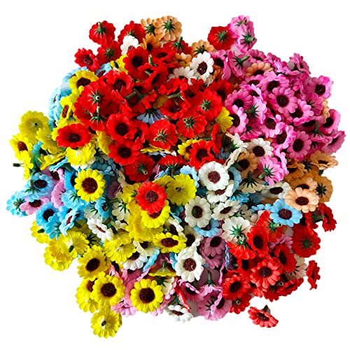 100 Stücke Gänseblümchen Blütenköpfe, Kunstblumen Köpfe, Bunt Mini Seidenblumen, Basteln für Hochzeiten, Feiern, Partys, DIY-Girlanden-Kopfschmuck (2.8cm,8 Zufällige Farben) von Hoshisea