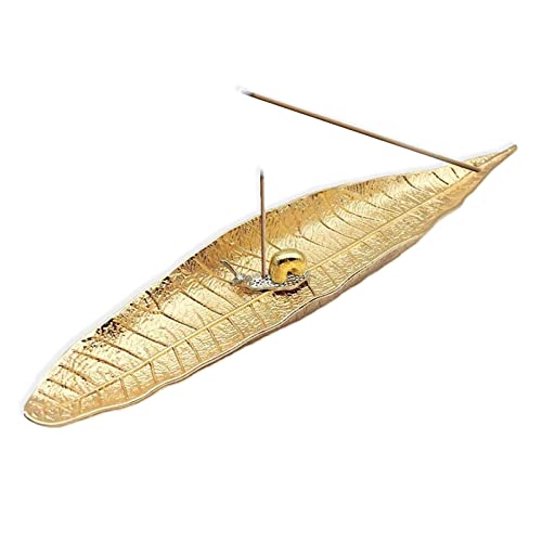 Hoshisea Blattschnecken-Räucherstäbchenhalter, 26cm Metall Blätter Räuchergefäß, Räucherstäbchenbrenner Ash Catcher, Verwendet in Teestuben, Lernräumen, Kommerziellen Clubs(Golden) von Hoshisea