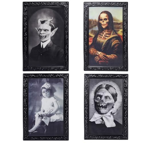 Hoshisea 4 Stück 3D Halloween Bild, 3D Lentikular Magic Hologramm Wackelbilder, Halloween Hologramm Bild Horror von Hoshisea