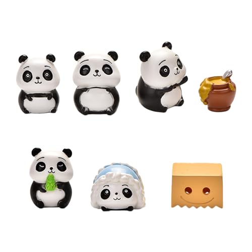 Hoshisea 7 Stück Panda Deko, Mini Panda Figuren, Mini Panda Ornamente, Wird zur Möbeldekoration und zur Konditoreiherstellung Verwendet von Hoshisea