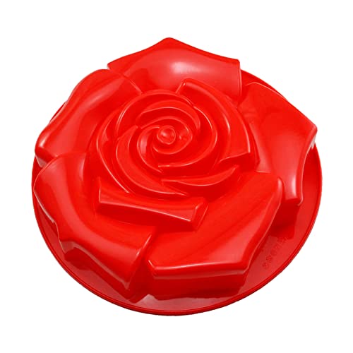 Hoshisea Silikon-Blumenform, Große Rosen Blumen-Silikonform, Rosen 3D-Silikonform, Silikonformen Fondant,Verwendet für Backen von Kuchen, Gelee, Muffins, Süßigkeiten(Rot) von Hoshisea