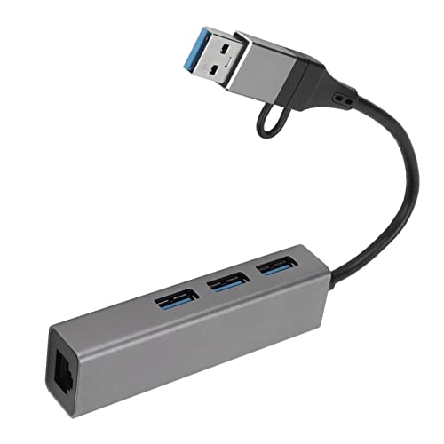 Hosie USB3.0-Hub, USB-C-zu-RJ45-Adapter, Plug-and-Play-Wärmeableitung, Aluminiumlegierung für Windows Hosie USB3.0-Hub, USB-C-zu-RJ45-Adapter, Plug-and-Play-Wärmeableitung, Aluminiumlegierung für Windows von Hosie