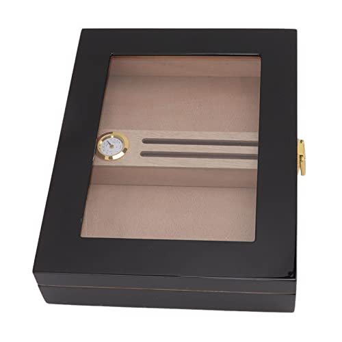 Hosie Zigarren-Humidor-Box, Zigarren-Humidor-Etui, Konstante Luftfeuchtigkeit, Schwarzes Zedernglas für das Büro von Hosie