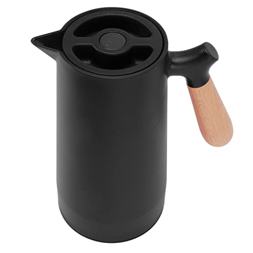 Thermoflasche, Leicht zu Reinigende Galvanisierte Glasbeschichtung Olecranon Wasserauslass 1 Liter Kaffee-Thermokanne für zu Hause (Schwarz) von Hosie