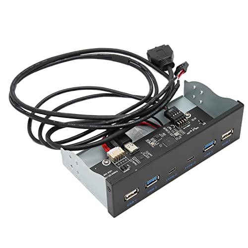 USB3.1-Frontplatten-Adapter, 6 Anschlüsse, 5 Gbit/s, Typ-C-Frontplatten-Header, Professionelles Plug-and-Play für Desktop-Computer (Position des optischen Laufwerks 2U3, 2U2, 2C) von Hosie