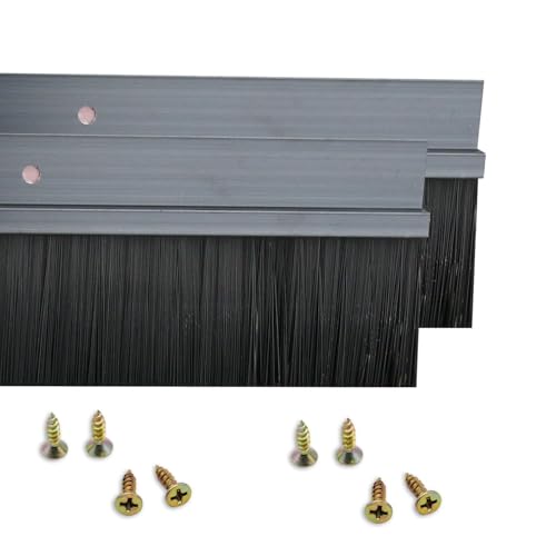 2 Stück Bürstendichtung Streifenbürste 1000mm x 60mm H-förmiger Aluminiumlegierungs-Halter Türdichtung Türbürste mit Nylonbürste von Hosifiy