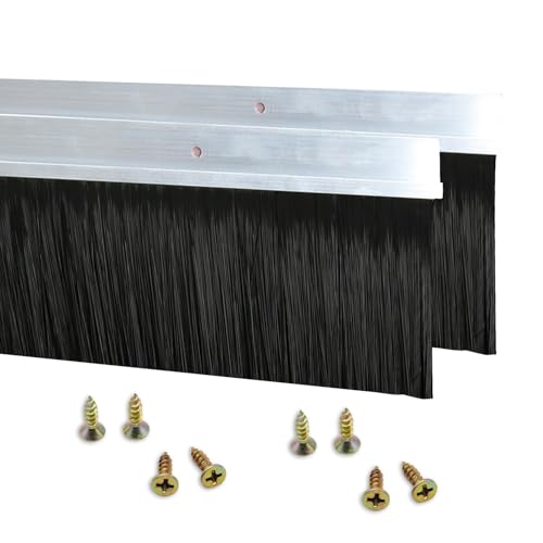 2 Stück Bürstendichtung Streifenbürste 1000mm x 90mm H-förmiger Aluminiumlegierungs-Halter Türdichtung Türbürste mit Nylonbürste von Hosifiy