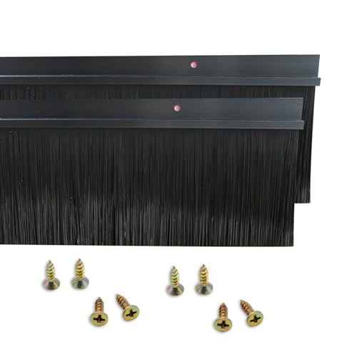 2 Stück Bürstendichtung Streifenbürste 1000mm x 90mm H-förmiger Aluminiumlegierungs-Halter Türdichtung Türbürste mit Nylonbürste von Hosifiy