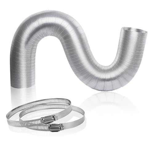 Abluftschlauch, 100 mm x 3 m Lüftungskanal aus verdicktem Reinaluminium + 2 Edelstahl-Schlauchklemmen für Dunstabzugshaube von Hosifiy