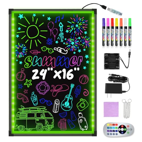 Hosim LED Werbetafel 40cmx60cm Leuchtende LED Schreibtafel mit Fernbedienung und 8 Neon-Stifte DIY-Design Leuchttafel mit 7 Farben blinkende Modefür Café, Bar, Restaurant, Hochzeit Hosim LED Werbetafel 40cmx60cm Leuchtende LED Schreibtafel mit Fernbedienung und 8 Neon-Stifte DIY-Design Leuchttafel mit 7 Farben blinkende Modefür Café, Bar, Restaurant, Hochzeit von Hosim