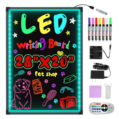 Hosim LED Werbetafel 50cmx70cm Leuchtende LED Schreibtafel mit Fernbedienung und 8 Neon-Stifte DIY-Design Leuchttafel mit 7 Farben blinkende Modefür Café, Bar, Restaurant, Hochzeit Hosim LED Werbetafel 50cmx70cm Leuchtende LED Schreibtafel mit Fernbedienung und 8 Neon-Stifte DIY-Design Leuchttafel mit 7 Farben blinkende Modefür Café, Bar, Restaurant, Hochzeit von Hosim