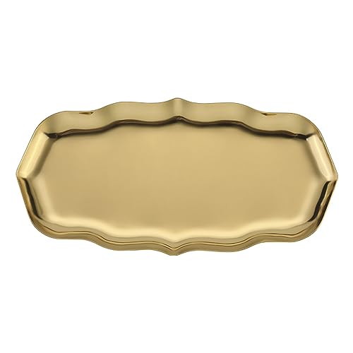 Edelstahl Serviertabletts, Kosmetik Organizer, Dekoteller für Schmuck/Kerzen - Metall Storage Handtuch Tablett - Servierteller/Dessertständer (Gold) von Hosmore