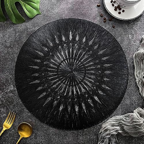 Hosoncovy 4-Pack Hohle Tischsets Tischmatten Set Waschbare PVC rutschfeste hitzebeständige Tischplatzmatten Abendessen Matten Mahlzeit Matte für Küche und Esszimmer für Hochzeit (Schwarz) von Hosoncovy