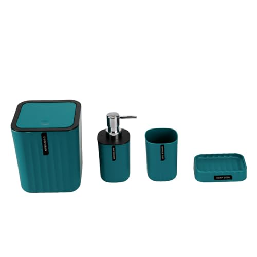 Hosoncovy 4-teiliges Badezimmer Zubehör Set Badezimmer Container Set mit Seifenspender, Badezimmer Tasse, Seifenschale,Desktop Mülleimer (Grün) von Hosoncovy