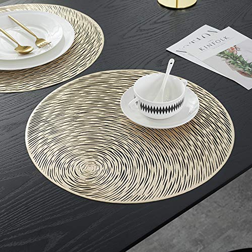 Hosoncovy 4er Pack PVC Tischsets - Hohl, Hitzebeständig, Rutschfest, Rund - Sternenhimmel Dekorative Sets für die Wohnküche (Gold) von Hosoncovy